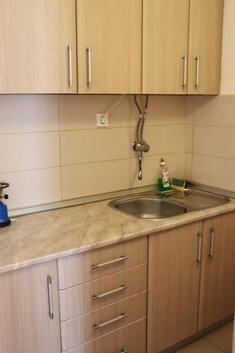a kitchen with a sink and a counter top at Bogdanoski Studios & Guest Rooms in Ohrid
