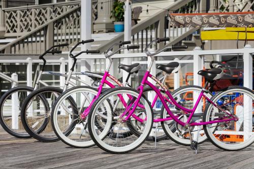 a group of bikes parked next to each other at Harrison Hall Hotel in Ocean City