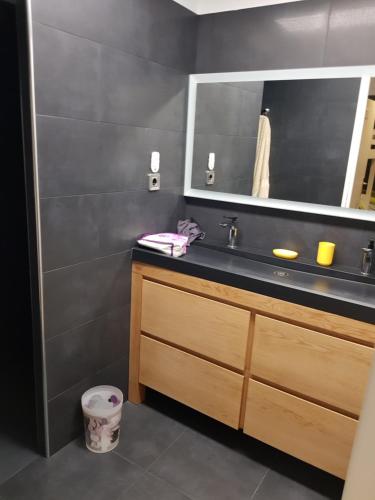 a bathroom with a sink and a mirror at barbiccaja in Ajaccio