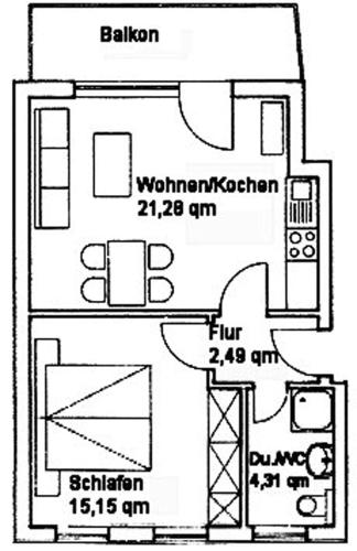 a black and white floor plan of a house at Ferienwohnungen Georg Andre Söhne in Ernst