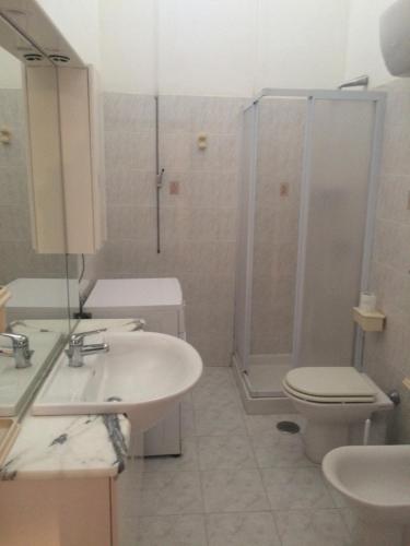 a bathroom with a shower and a sink and a toilet at Casa Calanave 2 in Ventotene