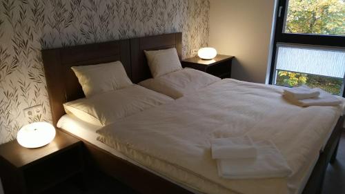 Postel nebo postele na pokoji v ubytování APLUS PARK