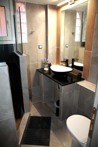 a bathroom with a sink and a toilet at Hope home in Volos
