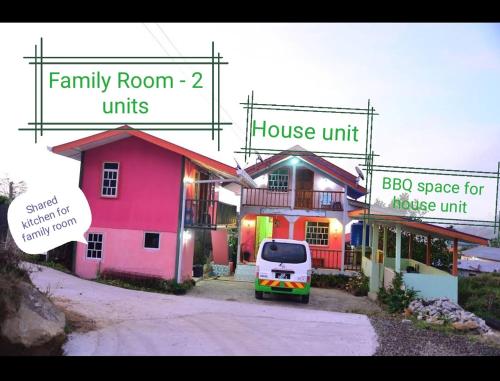 a van parked in front of a house at Strawberry Rest House Mesilou Kundasang in Kundasang