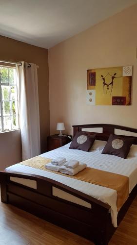 Un pat sau paturi într-o cameră la Tamarin Loft Apartment