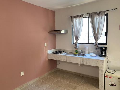 a kitchen with a sink and a window in it at LOMAS SUITES in Ciudad Valles