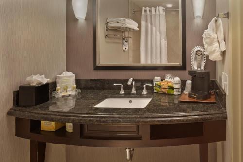 - une salle de bains avec lavabo dans une chambre d'hôtel dans l'établissement Holiday Inn Jacksonville E 295 Baymeadows, an IHG Hotel, à Jacksonville