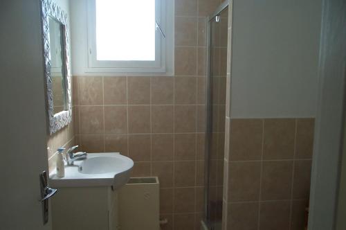 a bathroom with a sink and a shower at Almigeda in Les Mathes