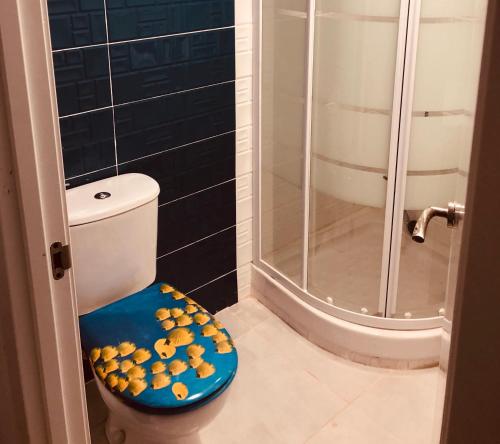 a bathroom with a toilet with a bowl of oranges on it at le petit caprice in Haro