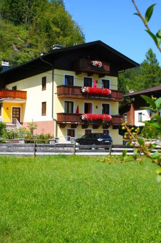 a building with a car parked in front of it at Apartments Landhaus Sonnheim in Lofer