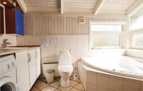 Skattebølleにある4 Bedroom Beautiful Home In Tranekrのバスルーム(トイレ、洗面台、バスタブ付)