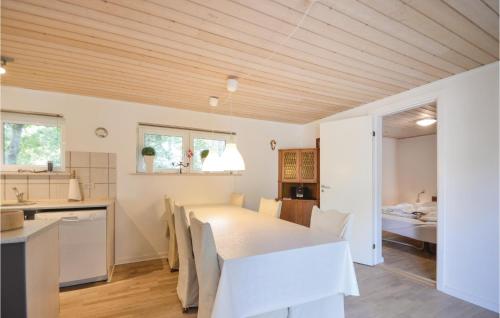 Øksenmølleにある2 Bedroom Cozy Home In Ebeltoftのキッチン、ダイニングルーム(テーブル、椅子付)