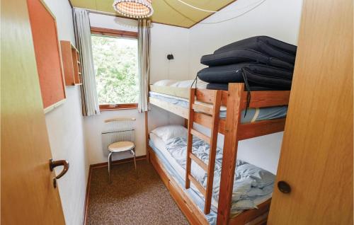 Skovbyballeにある3 Bedroom Lovely Home In Sydalsのトレーラーに二段ベッド2台が備わる小さな客室です。