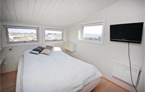 1 dormitorio con 1 cama y TV de pantalla plana en Gorgeous Home In Aabenraa With House Sea View, en Aabenraa