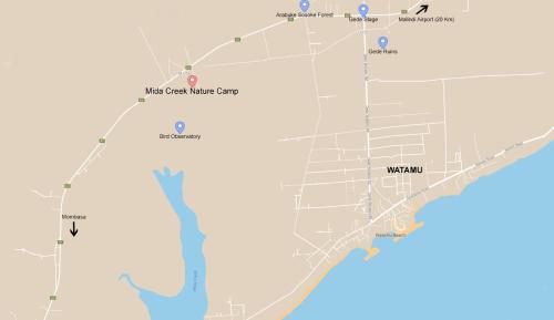 a map of the city of windsor ontario at Mida Creek Nature Camp in Watamu