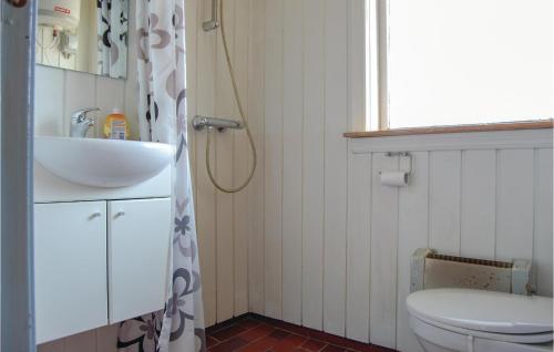 a bathroom with a sink and a toilet at 2 Bedroom Nice Home In Hejls in Hejls