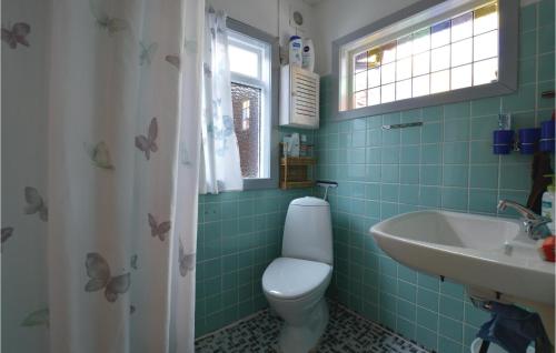 a bathroom with a toilet and a sink at Beautiful Home In Vig With 3 Bedrooms And Wifi in Vig