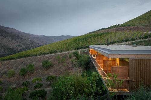 a house on a hill next to a vineyard at Casa do Rio - Douro Wine Hotel by Vallado in Vila Nova de Foz Coa