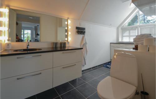 エーベルトフトにあるAwesome Home In Ebeltoft With 2 Bedrooms And Wifiの白いバスルーム(トイレ、シンク付)