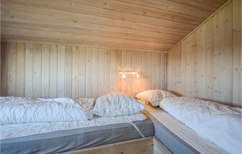Hejlsにある3 Bedroom Nice Home In Hejlsの木製の壁にベッド2台が備わるサウナ