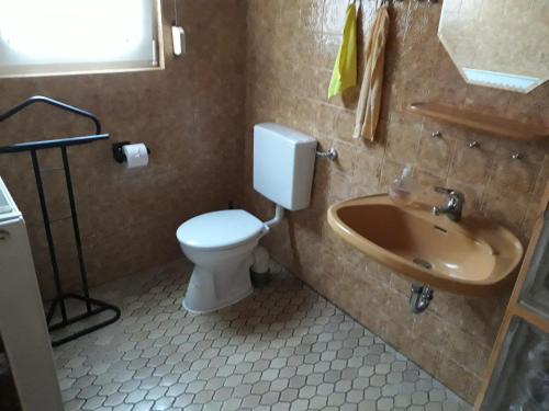 a bathroom with a toilet and a sink at One-bed room Mariensee in Neustadt am Rübenberge