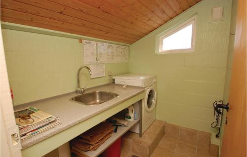 een kleine keuken met een wastafel en een wasmachine bij 3 Bedroom Cozy Home In Hejls in Hejls