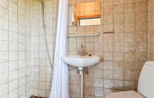a bathroom with a sink and a toilet at Vejlgaard in Nørre Lyngvig
