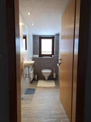 プフンツにあるApart Piz Mondinのトイレと洗面台付きのバスルーム