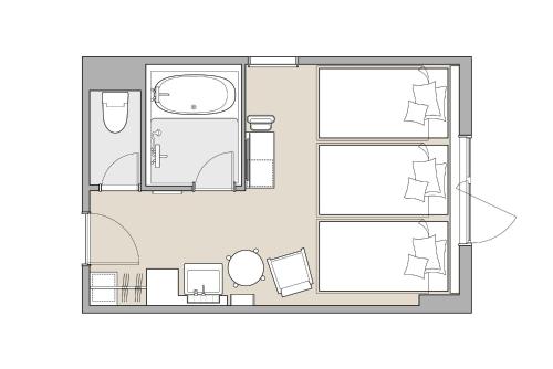 a floor plan of a room with furniture at Hotel It Osaka Shinmachi in Osaka