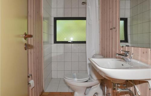 ファーンにあるCozy Home In Fan With Wifiのバスルーム(洗面台、トイレ付)、窓が備わります。