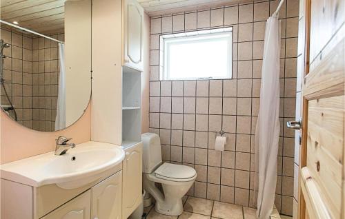 Vester SømarkenにあるFyrrerodenのバスルーム(トイレ、洗面台、鏡付)