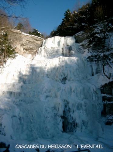 a snow covered mountain with trees at Grimont gîte au calme grand terrain circuit cascades du Hérisson in Saugeot