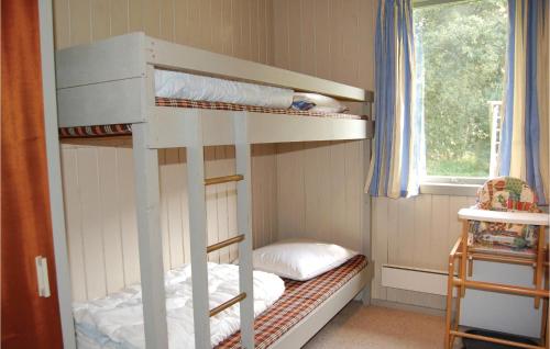 two bunk beds in a room with a window at Stunning Home In Hemmet With 3 Bedrooms And Wifi in Hemmet
