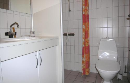 a bathroom with a white toilet and a sink at Apartment Rudkøbing With Sea View Viii in Rudkøbing