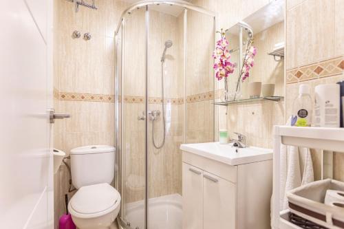 マラガにあるCovadonga Sunny Centerのバスルーム(シャワー、トイレ、シンク付)