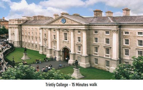 a large building with a clock on top of it at Henrietta Suites City Centre in Dublin