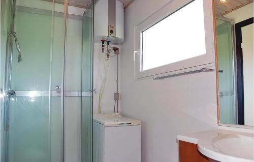 HejlsにあるBeautiful Home In Hejls With Kitchenのバスルーム(ガラス張りのシャワー、シンク付)