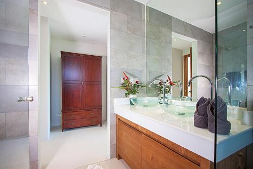a bathroom with a sink and a mirror at 2 Bedroom Pool Villa in Quiet Location SDV005-By Samui Dream Villas in Mae Nam