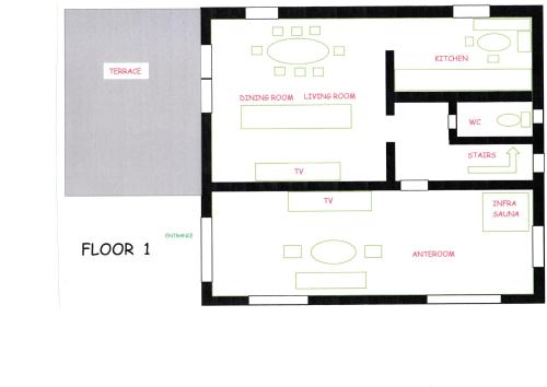 a floor plan of a house at Liveza House in Miklavž pri Ormožu