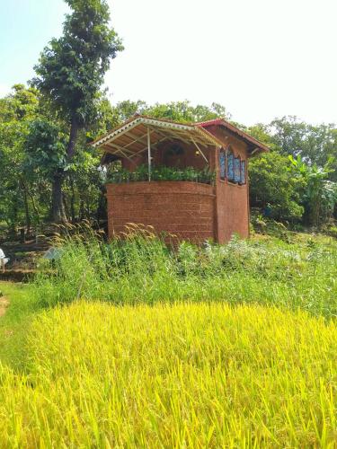 a building in a field of tall grass at Porsu in Canacona