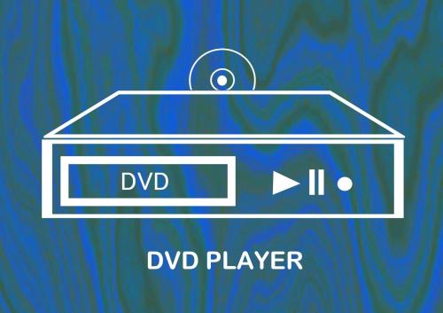 a box with a dvd player on a blue background at Comfort Hotel Hu in Koshigaya