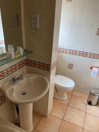 a bathroom with a sink and a toilet at St Tudwals Inn in Abersoch