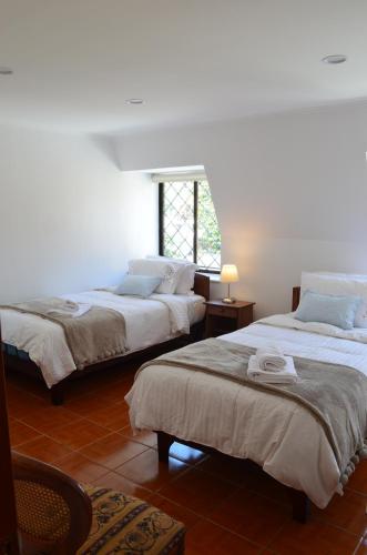 a bedroom with two beds and a window at Los Araucanos in Santiago