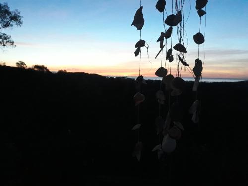 a silhouette of a tree with the sunset in the background at Villa delle torri in Pula