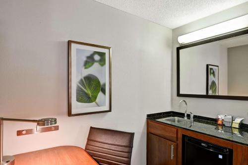 a hotel room with a sink and a mirror at Hyatt Place Birmingham/Hoover in Hoover