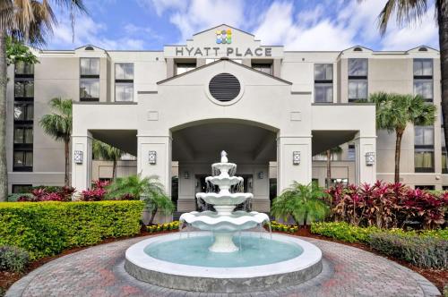 a fountain in front of the hard place hotel at Hyatt Place Tampa Airport/Westshore in Tampa