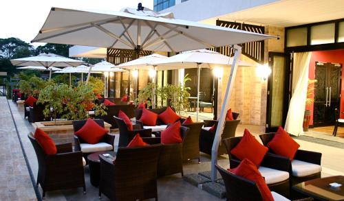 Χώρος καθιστικού στο Mount Meru Hotel