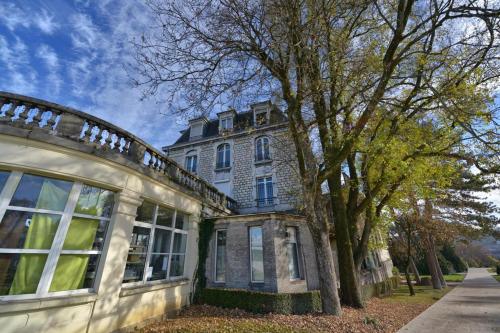 um grande edifício com uma árvore em frente em Appartment Les Suites Du Parc em Besançon