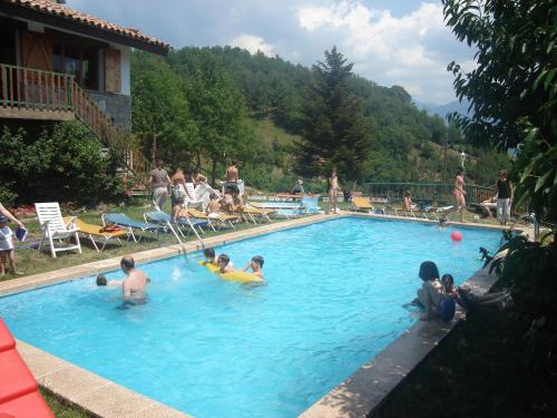 a group of people playing in a swimming pool at Hotel Terralta in Campelles
