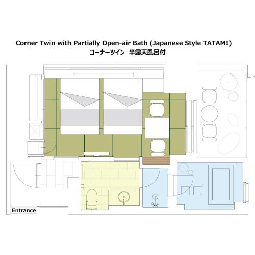 a floor plan of a room with a bathroom at PROSTYLE RYOKAN TOKYO ASAKUSA in Tokyo